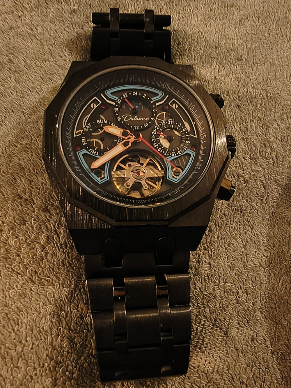 Black Skeleton Sport Chronograph Watch